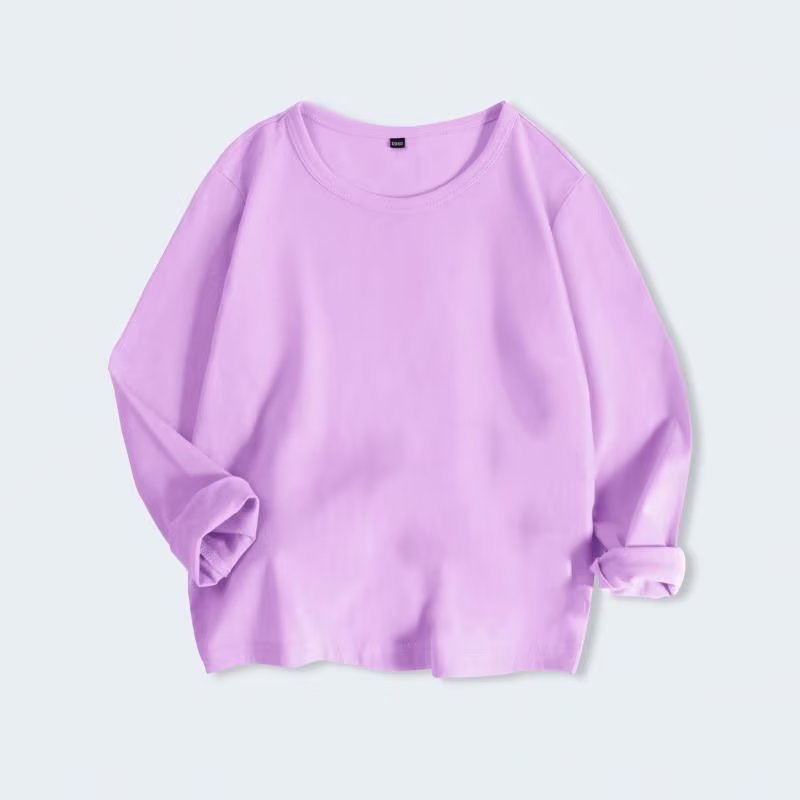 Toamna 2024 Nou Copii Culoare Solidă Cu Mânecă Lungă Tricou Bărbați și Femei Mijlociu și Mare Copii Guler Rotund Pulover Top Casual Simplu T Lung T