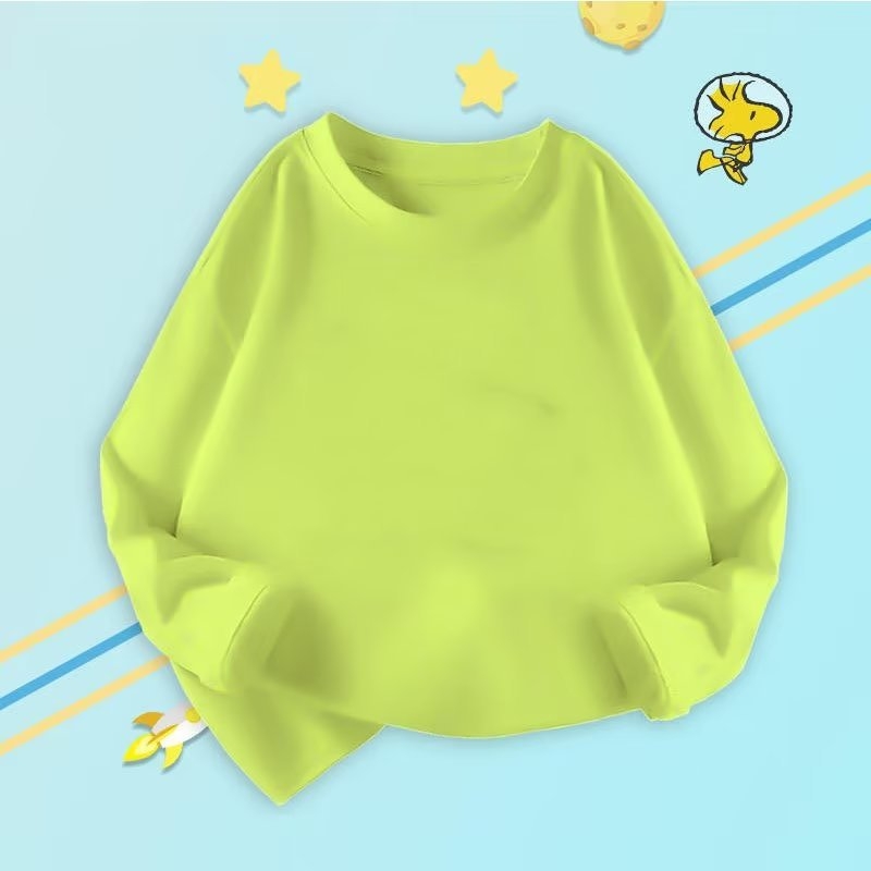 Toamna 2024 Nou Copii Culoare Solidă Cu Mânecă Lungă Tricou Bărbați și Femei Mijlociu și Mare Copii Guler Rotund Pulover Top Casual Simplu T Lung T