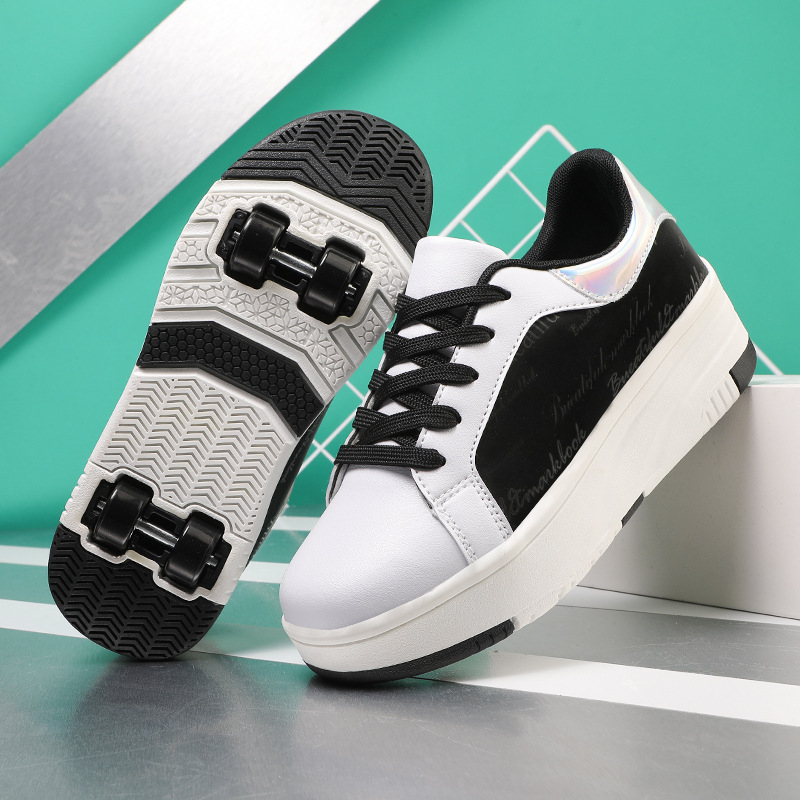 Детски обувки Heelys Нови мъжки прибиращи се ролкови кънки на четири колела за момичета Бели обувки Спортни обувки с подвижни колела