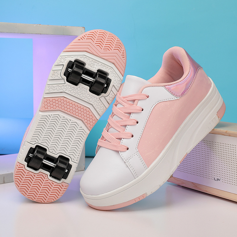 Vaikiški „Heelys“ batai, nauji vyriški keturračiai riedučiai su ištraukiamais ratukais, mergaitiški balti batai su nuimamais ratukais sportiniai batai