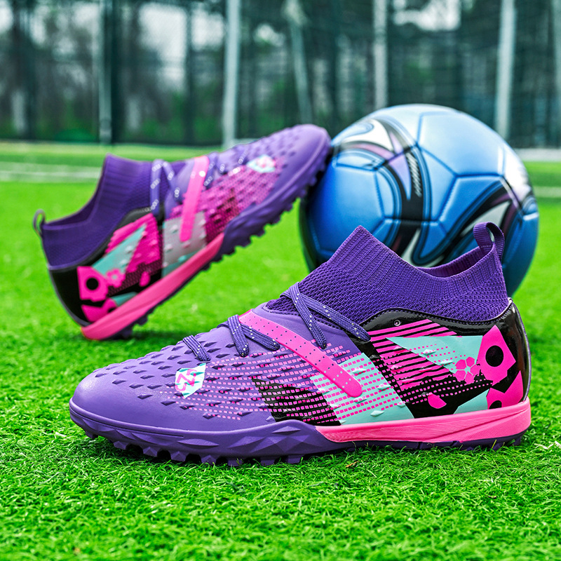 Nauji aukštakulniai futbolo bateliai vyrams ir moterims, jaunimo profesionalūs treniruočių sportiniai bateliai, studentų ilgi dygliai ir treniruočių bateliai su nutrūkusiais dygliais