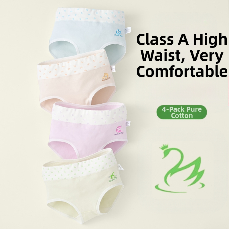 Lenjerie intimă pentru copii, triunghi, talie înaltă, bumbac, clasa A, bumbac, pantaloni scurți pentru fete de 6-12 ani, fără clipsuri, en-gros