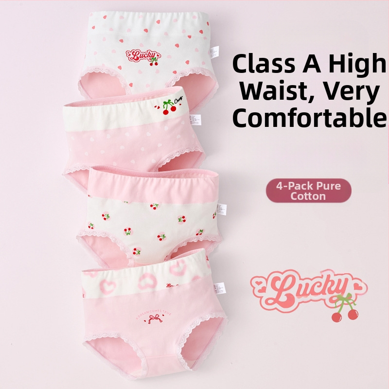 Lenjerie intimă pentru copii, triunghi, talie înaltă, bumbac, clasa A, bumbac, pantaloni scurți pentru fete de 6-12 ani, fără clipsuri, en-gros