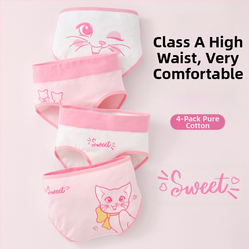 Lenjerie intimă pentru copii, triunghi, talie înaltă, bumbac, clasa A, bumbac, pantaloni scurți pentru fete de 6-12 ani, fără clipsuri, en-gros