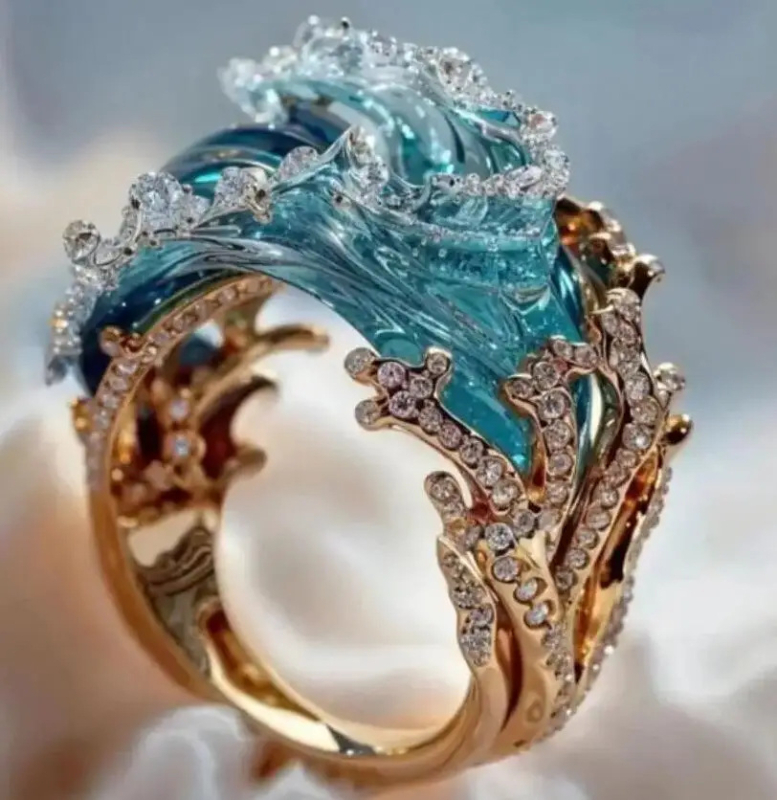 Σετ κολιέ Wave σε διασυνοριακό στιλ με υψηλές πωλήσεις, δημιουργικά, πολυτελή, εξατομικευμένα σκουλαρίκια δαχτυλιδιών σε σχήμα κύματος, ευέλικτα