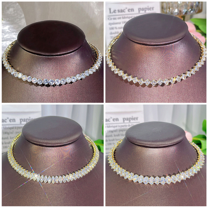 Prabangus, lengvas cirkonio vėrinys, pilnas deimantų, auksinė seksuali raktikaulio grandinėlė, hiphopo pankroko neutralaus stiliaus auksu padengtas vėrinys