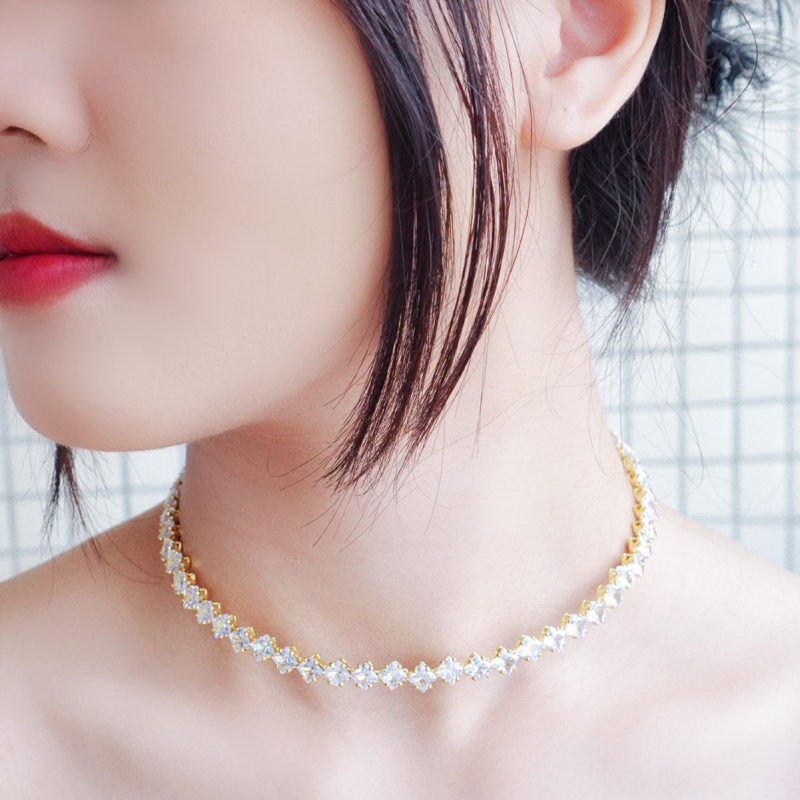 Prabangus, lengvas cirkonio vėrinys, pilnas deimantų, auksinė seksuali raktikaulio grandinėlė, hiphopo pankroko neutralaus stiliaus auksu padengtas vėrinys