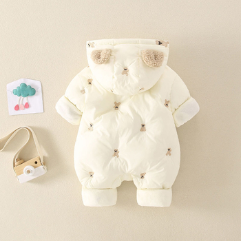 Ρούχα για νεογέννητα μωρά με επένδυση από φλις, παχύρρευστα ρούχα για αγόρια και κορίτσια, χαριτωμένα, εξαιρετικά χαριτωμένα ρούχα από βαμβάκι με πούπουλα για μωρά