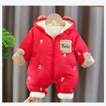 Ρούχα για νεογέννητα μωρά με επένδυση από φλις, παχύρρευστα ρούχα για αγόρια και κορίτσια, χαριτωμένα, εξαιρετικά χαριτωμένα ρούχα από βαμβάκι με πούπουλα για μωρά