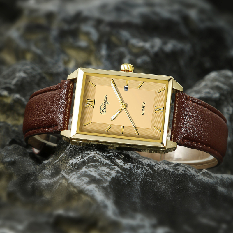 2024 ceas bărbătesc casual din piele, nou, cuarț pătrat, stil coreean, ceas student, calendar, ceas pentru bărbați