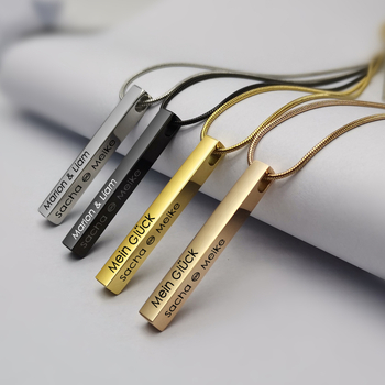 Μακρύ τετράγωνο κολιέ από ανοξείδωτο ατσάλι με τετράγωνη μπάρα και διακριτικό ιδιωτικό κολιέ με στήλη και κόκαλο, κολιέ από ανοξείδωτο ατσάλι