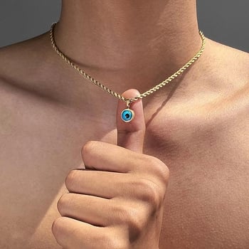 Ogrlica Devil's Eye u američkom stilu, muški zlatni lanac za ključnu kost s plavim očima, dizajn Premium R