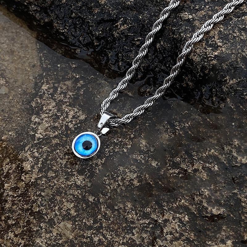 Ogrlica Devil's Eye u američkom stilu, muški zlatni lanac za ključnu kost s plavim očima, dizajn Premium R