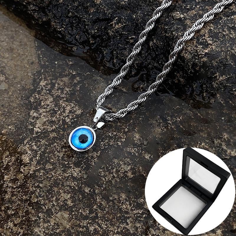 Ogrlica Devil's Eye u američkom stilu, muški zlatni lanac za ključnu kost s plavim očima, dizajn Premium R
