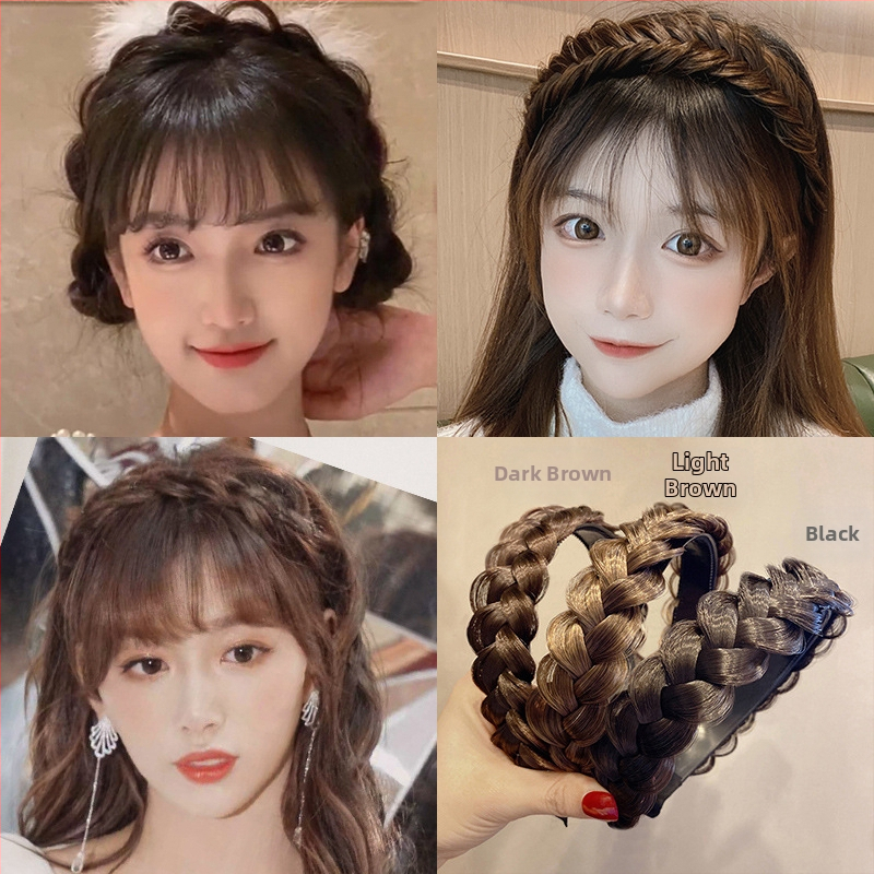 Parūkas galvas saite eleganta, pūkaina, viengabala, neredzama, pārdabiska, neslīdoša, savīta, zivs kaula bize, paplašināta galvas saite