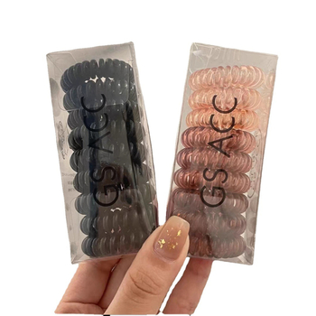 9 vnt. pakuotė ~ palaipsniui keičiami telefono linijos plaukų žiedai dėžutėje paprasti, labai elastingi, permatomi, be pėdsakų galvos apdangalai mergaitėms