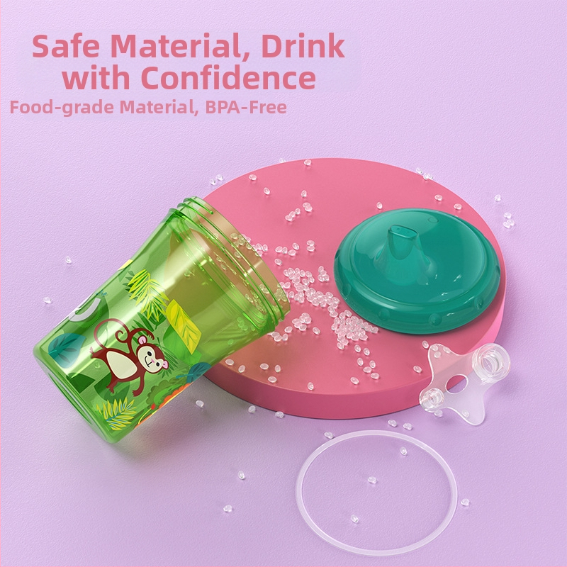 Търговия на едро с права чаша 260 мл с четирицветен животински принт, бебешка учебна чаша за пиене, бебешка чаша с патешка човка, износ, детска чаша за вода