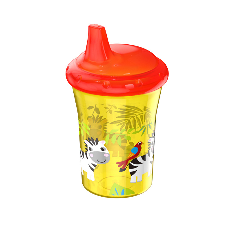Didmeninė prekyba tiesiomis stiklinėmis, 260 ml, keturių spalvų, gyvūnų spaudos, kūdikių mokymosi geriamojo puodelio, kūdikių ančiukų puodelio, eksporto, vaikų vandens puodelis