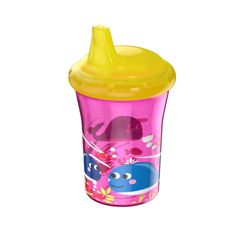 Didmeninė prekyba tiesiomis stiklinėmis, 260 ml, keturių spalvų, gyvūnų spaudos, kūdikių mokymosi geriamojo puodelio, kūdikių ančiukų puodelio, eksporto, vaikų vandens puodelis