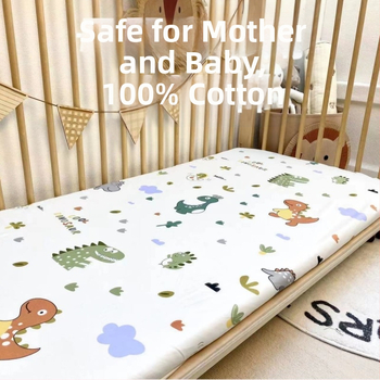 Kūdikio paklodė su guma, vientisa grynos medvilnės paklodė naujagimiams, siuvinėta čiužinio apsauginė užvalkalas darželio lovatiesei