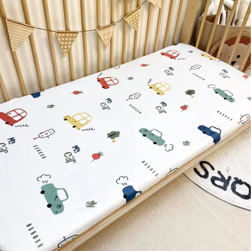 Kūdikio paklodė su guma, vientisa grynos medvilnės paklodė naujagimiams, siuvinėta čiužinio apsauginė užvalkalas darželio lovatiesei