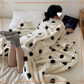 Polka Dot Wave Dot värske piima sametist vabaaja tekk, talvine paksendatud soe kahepoolne fliisist tekk