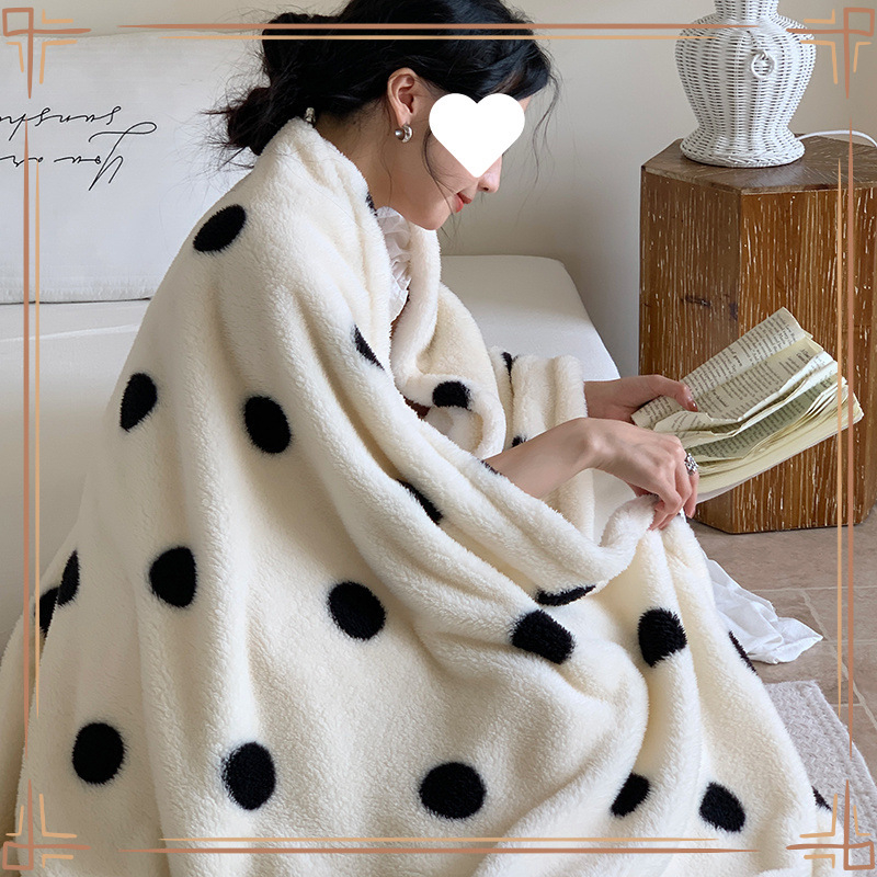 Polka Dot Wave Dot värske piima sametist vabaaja tekk, talvine paksendatud soe kahepoolne fliisist tekk