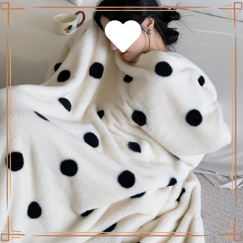 Polka Dot Wave Dot värske piima sametist vabaaja tekk, talvine paksendatud soe kahepoolne fliisist tekk