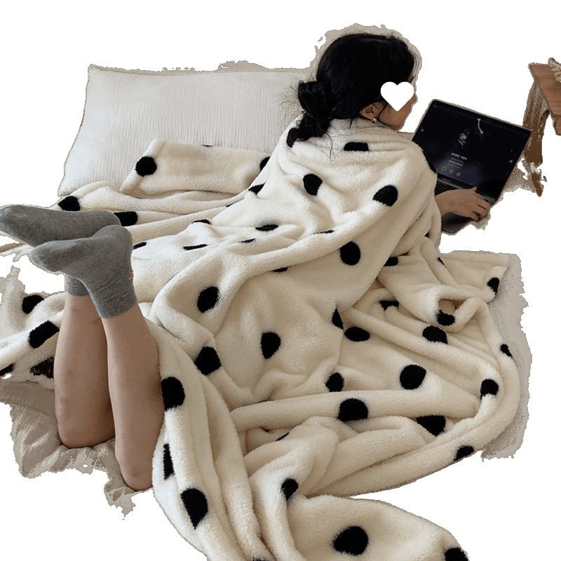 Polka Dot Wave Dot värske piima sametist vabaaja tekk, talvine paksendatud soe kahepoolne fliisist tekk