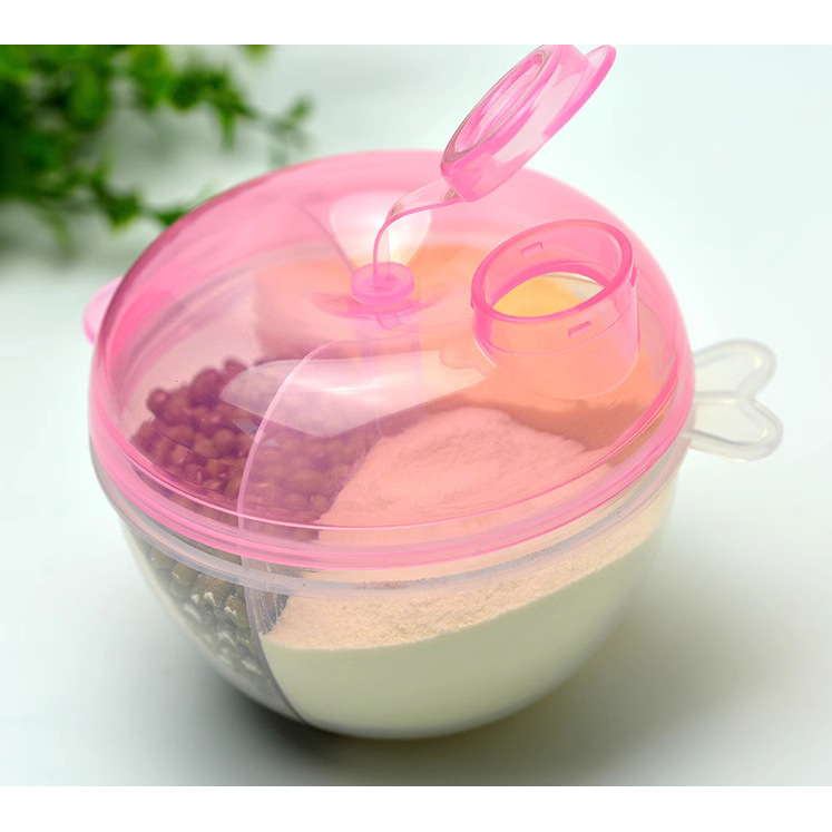 Cutie rotativă cu trei straturi pentru lapte praf, cu mere și dovleac, portabilă pentru bebeluși, cu trei compartimente pentru pudră de orez, cutie de depozitare a laptelui praf, en-gros