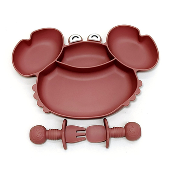 Krabikujulise õhtusöögitaldriku silikoonist iminapaga integreeritud beebitoidukauss, laste spetsiaalne kukkumisvastane õhtusöögitaldrik
