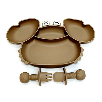 Krabikujulise õhtusöögitaldriku silikoonist iminapaga integreeritud beebitoidukauss, laste spetsiaalne kukkumisvastane õhtusöögitaldrik