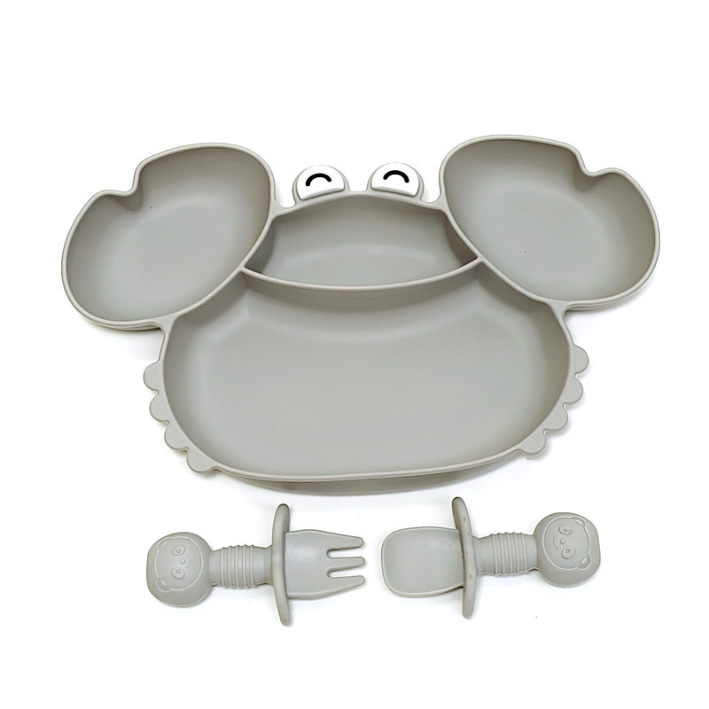 Farfurie de cină Crab Silicon Ventuză Integrată Bol pentru Alimente cu Bebeluși Veselă Farfurie de cină specială anti-cădere pentru copii