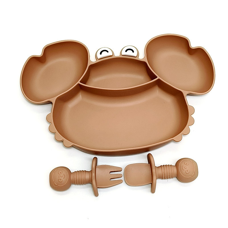 Krabikujulise õhtusöögitaldriku silikoonist iminapaga integreeritud beebitoidukauss, laste spetsiaalne kukkumisvastane õhtusöögitaldrik