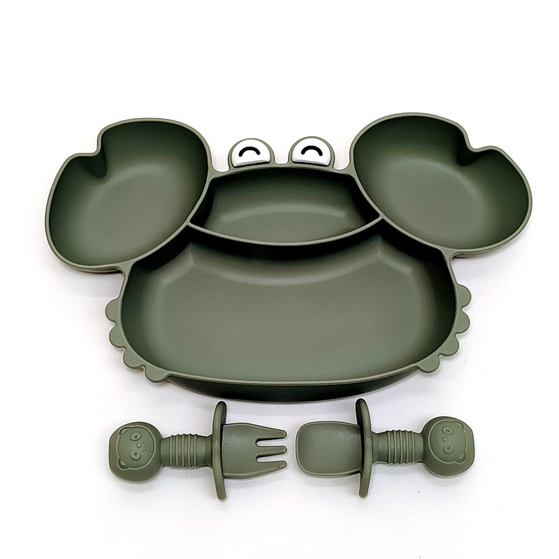 Krabikujulise õhtusöögitaldriku silikoonist iminapaga integreeritud beebitoidukauss, laste spetsiaalne kukkumisvastane õhtusöögitaldrik