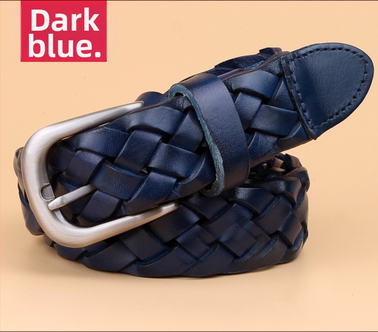 Curea din piele pentru femei, curea decorativă din piele țesută, la modă, curea vintage pentru femei, cataramă cu știft, comerț exterior, en-gros din fabrică