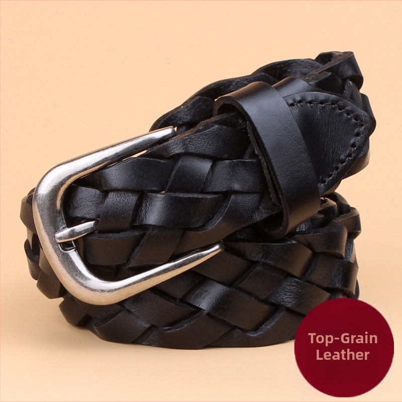 Curea din piele pentru femei, curea decorativă din piele țesută, la modă, curea vintage pentru femei, cataramă cu știft, comerț exterior, en-gros din fabrică