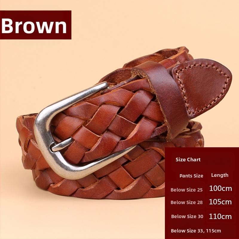 Curea din piele pentru femei, curea decorativă din piele țesută, la modă, curea vintage pentru femei, cataramă cu știft, comerț exterior, en-gros din fabrică