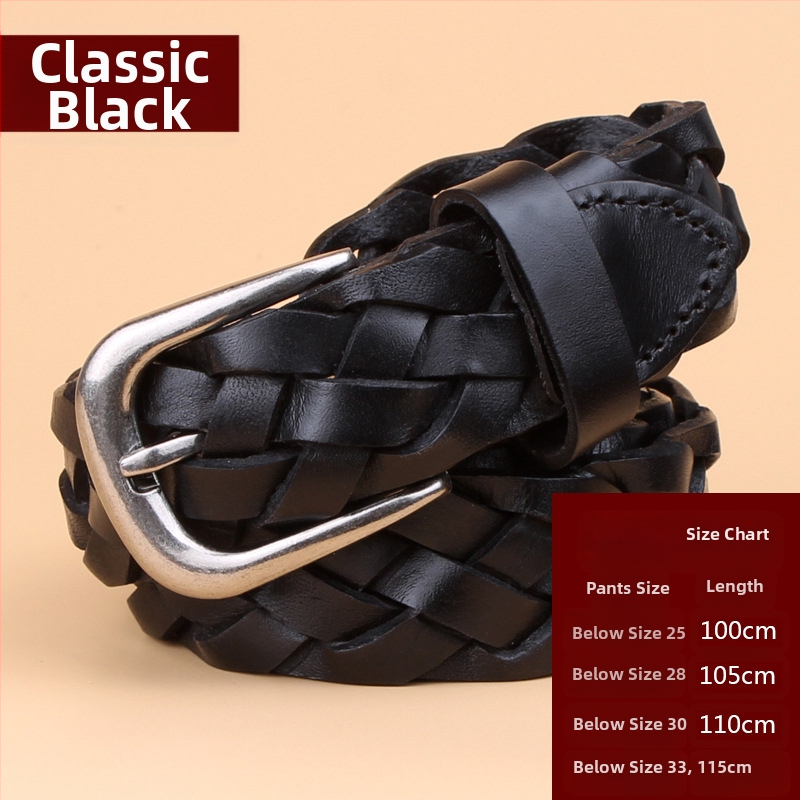 Curea din piele pentru femei, curea decorativă din piele țesută, la modă, curea vintage pentru femei, cataramă cu știft, comerț exterior, en-gros din fabrică