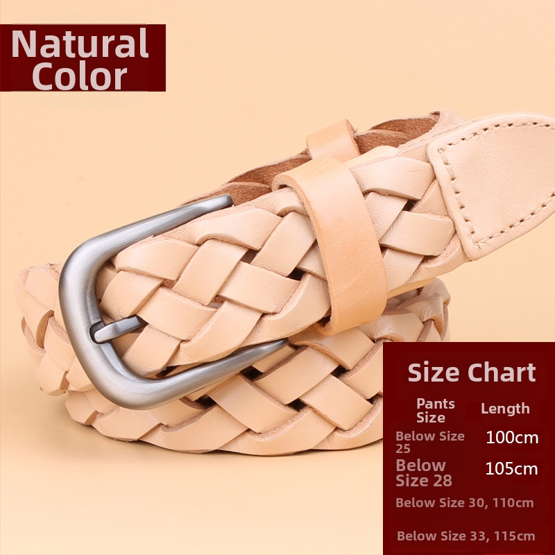 Curea din piele pentru femei, curea decorativă din piele țesută, la modă, curea vintage pentru femei, cataramă cu știft, comerț exterior, en-gros din fabrică