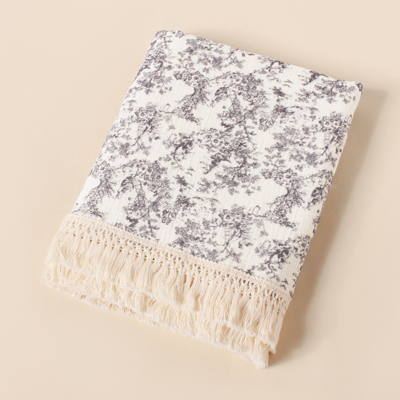 Suvine trükitud beebikäru kate, päevalilleõie mustriga puuvillane topeltkrepp-tupsuga beebirätiku tekk