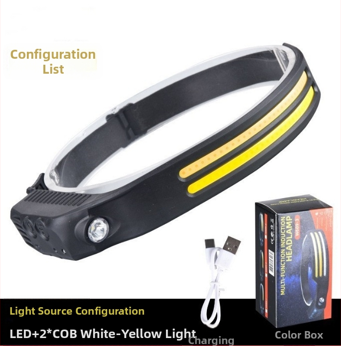 Nauji tarpvalstybiniai banguojantys indukciniai COB žibintai lauko dviračių žibintai su USB įkrovimu naktiniams bėgimo žibintams su stipriais šviesos žibintais su silicio įkrova