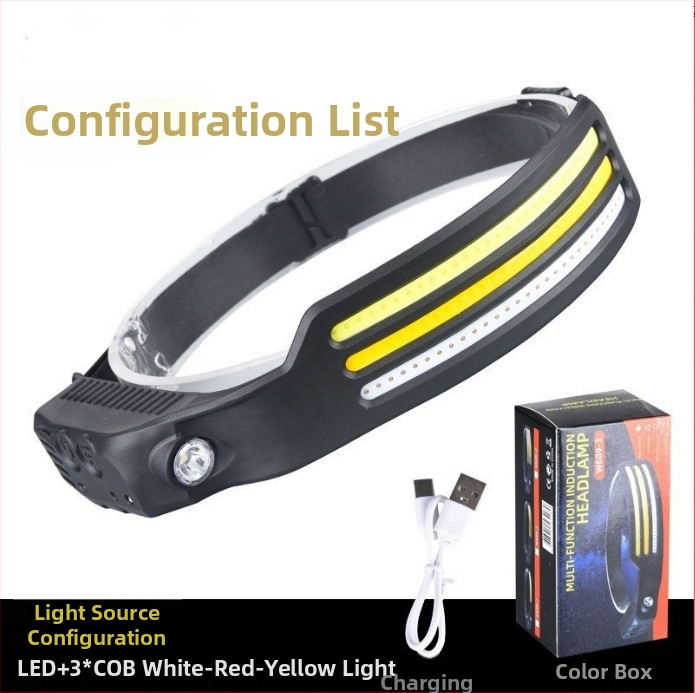 Nauji tarpvalstybiniai banguojantys indukciniai COB žibintai lauko dviračių žibintai su USB įkrovimu naktiniams bėgimo žibintams su stipriais šviesos žibintais su silicio įkrova