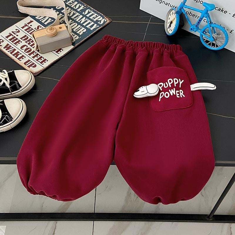 Berniukų ir mergaičių pavasario ir rudens naujos kelnės trimatės animacinių filmukų laisvalaikio sportinės kelnės ilgos kelnės šuniukų kišenės jogger sportinės kelnės