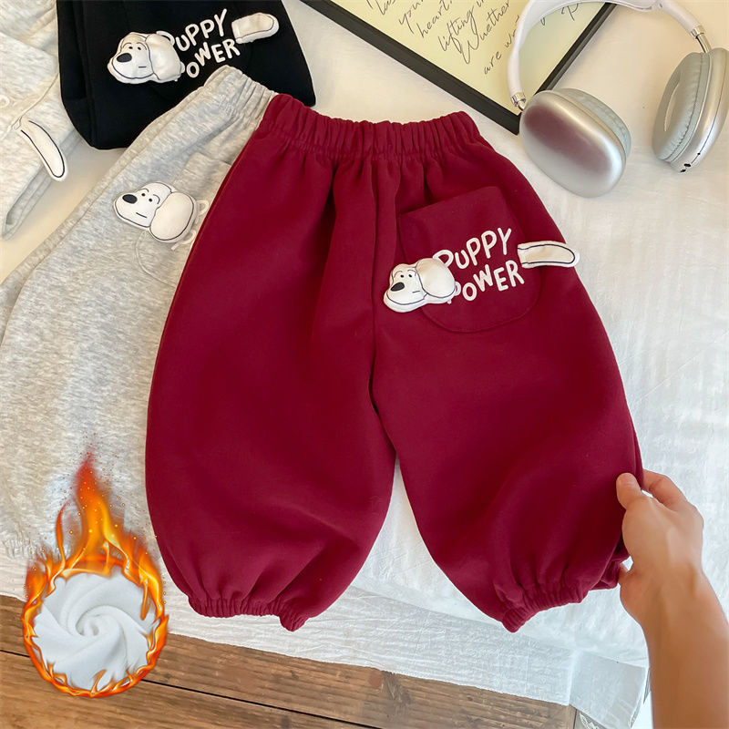Berniukų ir mergaičių pavasario ir rudens naujos kelnės trimatės animacinių filmukų laisvalaikio sportinės kelnės ilgos kelnės šuniukų kišenės jogger sportinės kelnės
