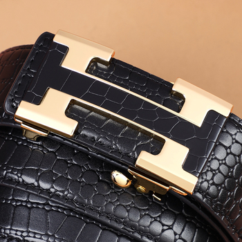 Ανδρική Ζώνη από Γνήσιο Δέρμα με Σχέδιο Κροκόδειλου, Αυτόματη Αγκράφα, Επαγγελματική, Casual, Μόδας, Ζώνη Παντελονιών για Νέους και Μεσήλικες