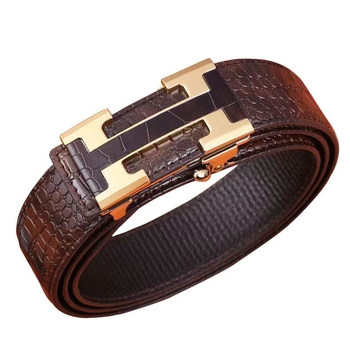 Ανδρική Ζώνη από Γνήσιο Δέρμα με Σχέδιο Κροκόδειλου, Αυτόματη Αγκράφα, Επαγγελματική, Casual, Μόδας, Ζώνη Παντελονιών για Νέους και Μεσήλικες