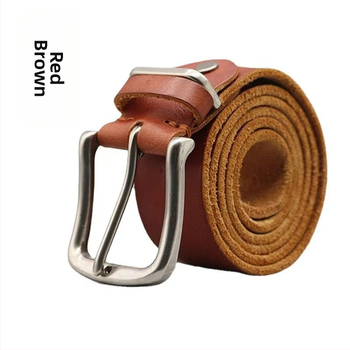 Ανδρική Ζώνη Μονής Επίστρωσης από Καθαρό Δέρμα Βοοειδών, Ρετρό, Απλή, Καθημερινή, Γνήσια Δερμάτινη Ζώνη με Αγκράφα και Καρφίτσα, Νεανική, Φοιτητική Ζώνη Τζιν