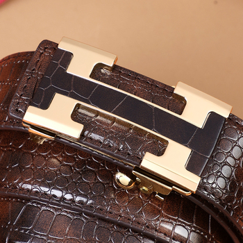 Ανδρική Ζώνη από Γνήσιο Δέρμα με Σχέδιο Κροκόδειλου, Αυτόματη Αγκράφα, Επαγγελματική, Casual, Μόδας, Ζώνη Παντελονιών για Νέους και Μεσήλικες