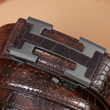 Ανδρική Ζώνη από Γνήσιο Δέρμα με Σχέδιο Κροκόδειλου, Αυτόματη Αγκράφα, Επαγγελματική, Casual, Μόδας, Ζώνη Παντελονιών για Νέους και Μεσήλικες